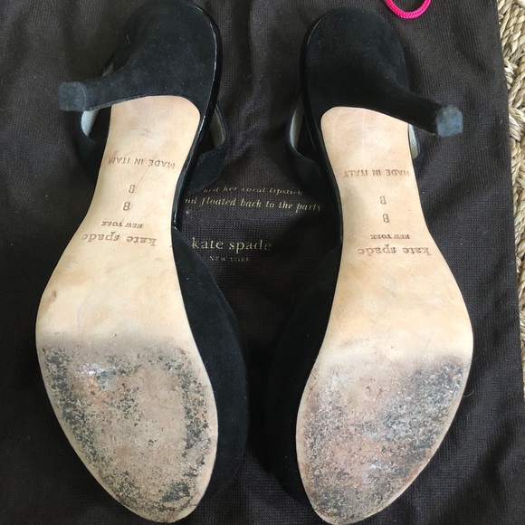 Black suede sling-backs with flower detail - Picture 3 of 3